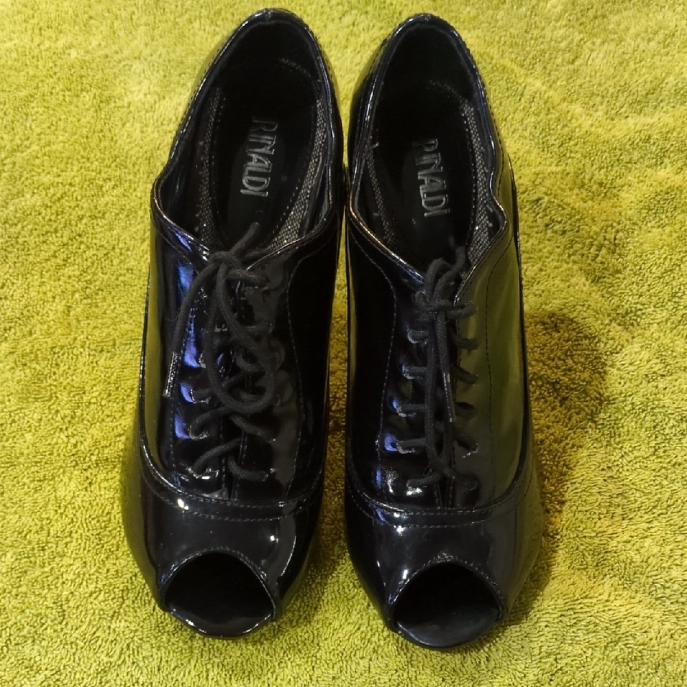 Marina Rinaldi Black Patent Peep Toe Heels